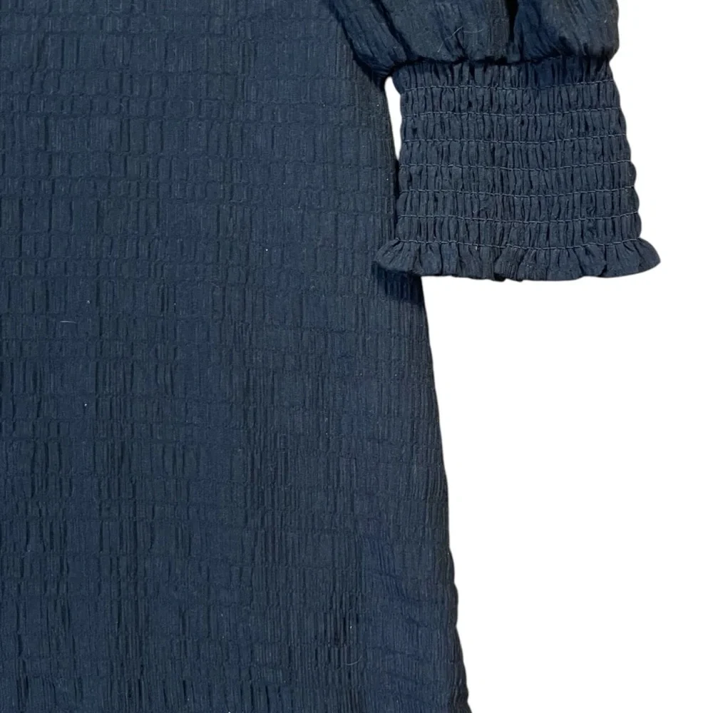 BB‎ Dakota Steve Madden Black Crinkle Crepe Puff Sleeve Mini Dress Smocked Cuffs